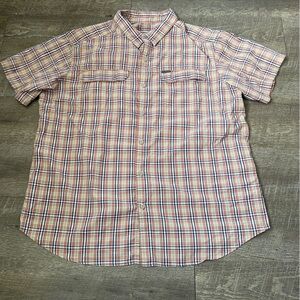Columbia Men's Red and Blue Plaid Casual Shirt size Large